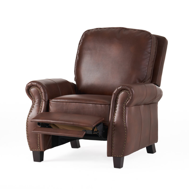 Fauteuil inclinable classique en cuir avec garniture cloutée pour le salon Roomfitter