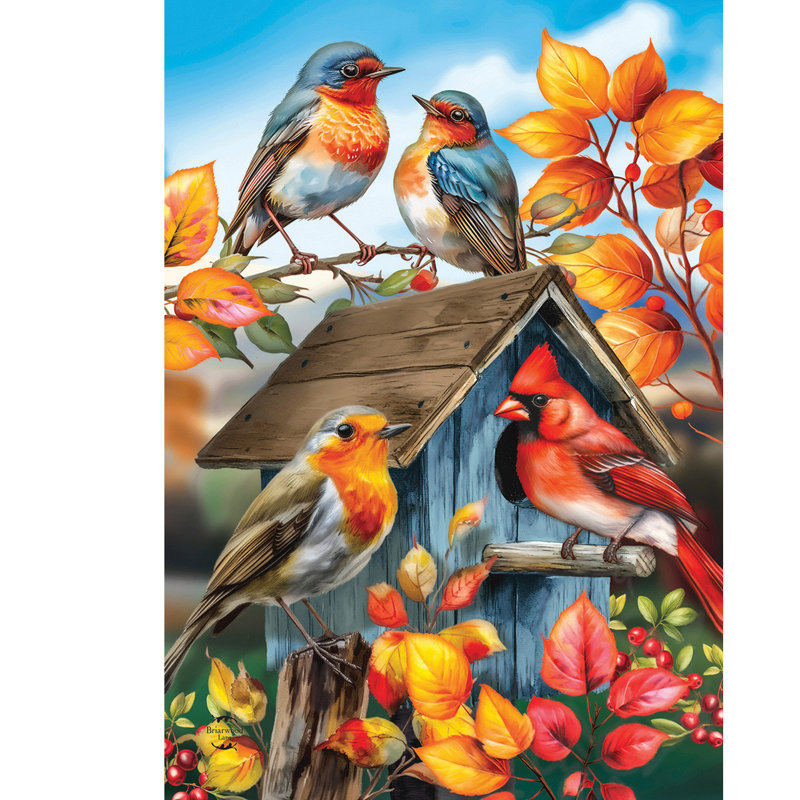 Fall Birds House Flag