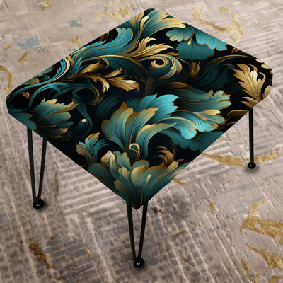 Gold And Blue Luxury Damask Symphony - Damask Rectangle Ottoman
