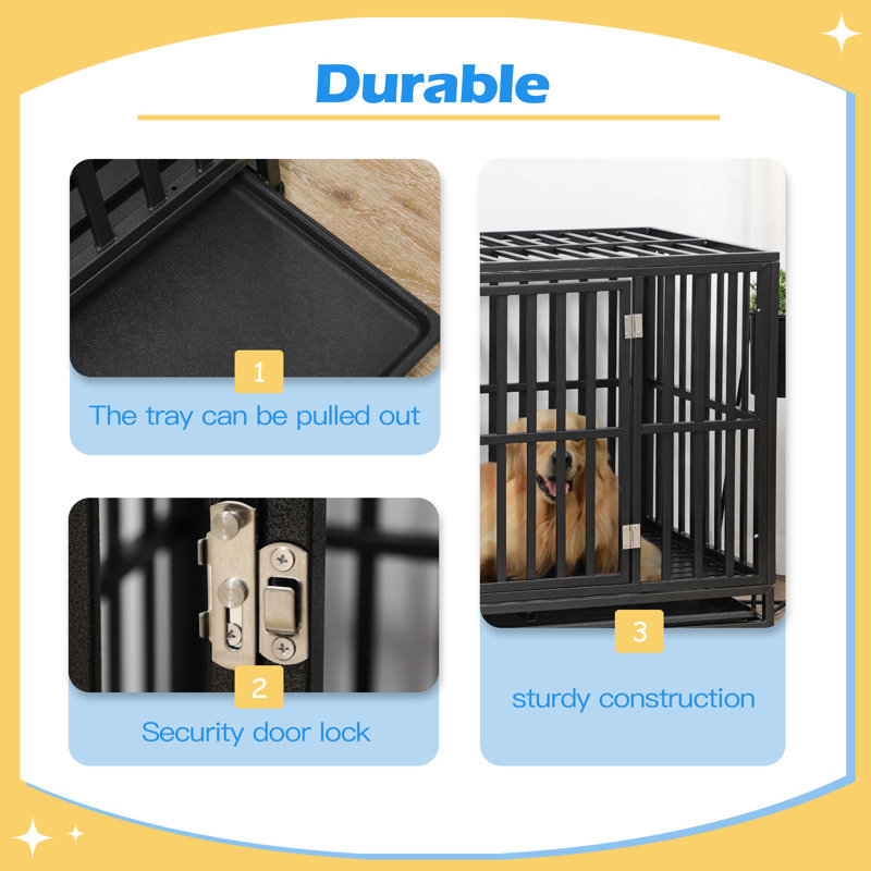 Cage de mobilité 44 po pour animaux avec cage en métal et plateau amovible