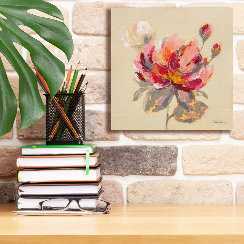 «Eping Graffiti» Blooming Peony 1 »par Silvia Vassileva, art mural sur toile, 12 po x 12 po, H 12 po x l 12 po