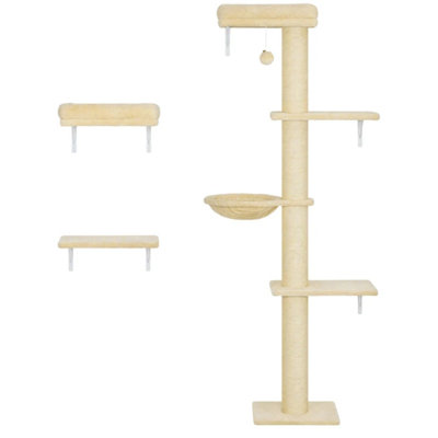 3-in-1 Cat Wall Shelves Furniture Set, Scratching Post for Indoor Kittens Climbing & Sleeping