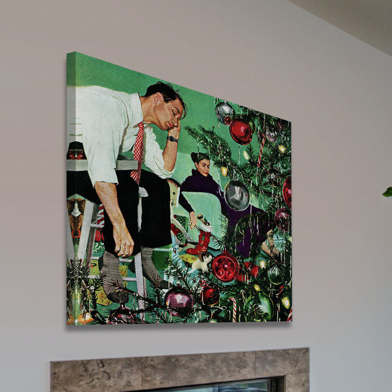 Trimming The Tree by George Hughes - Wrapped Canvas Painting, 46cm H x 46cm W