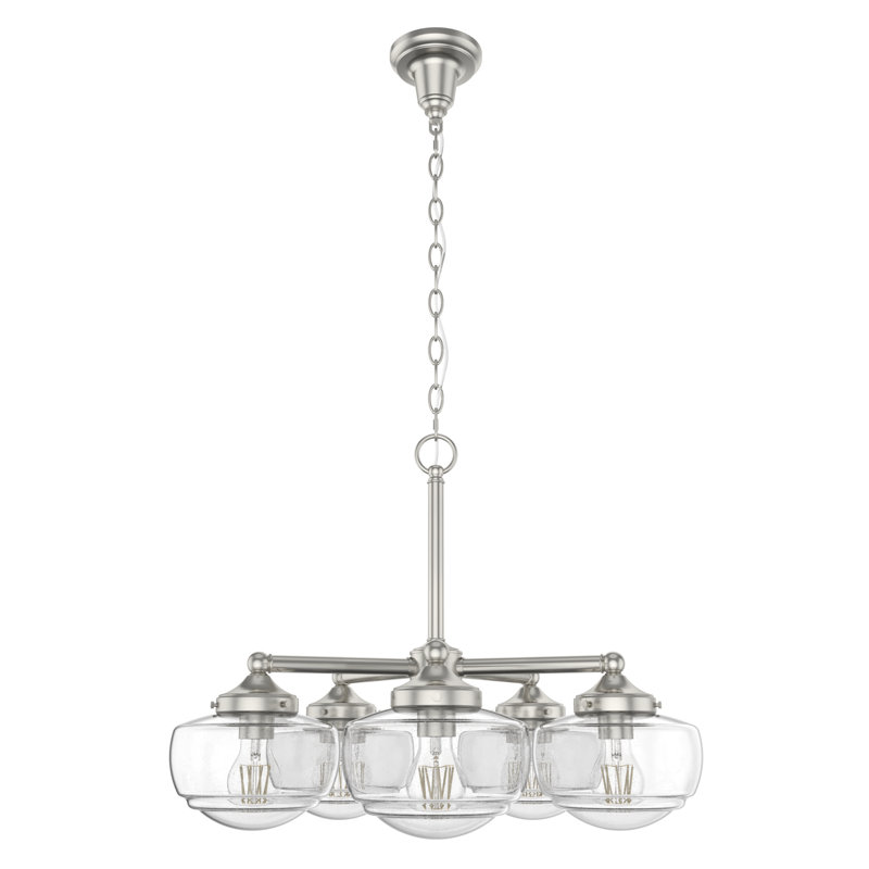 Hunter Saddle Creek 5 Light Chandelier Ceiling Light Fixture, Brushed Nickel, Clear Seeded