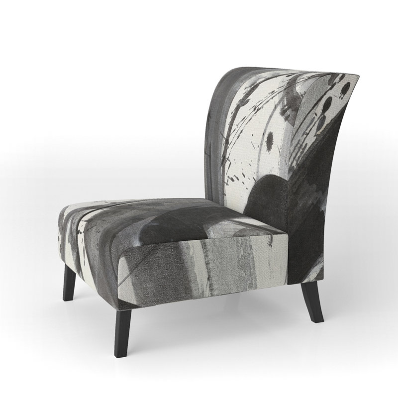 Black and White Minimalistic Painting - Modern Upholstered Slipper Chair