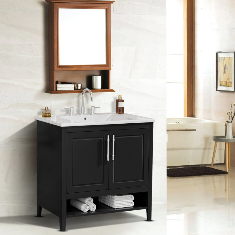 Meuble-lavabo simple 36 po avec comptoir en céramique Sheereen