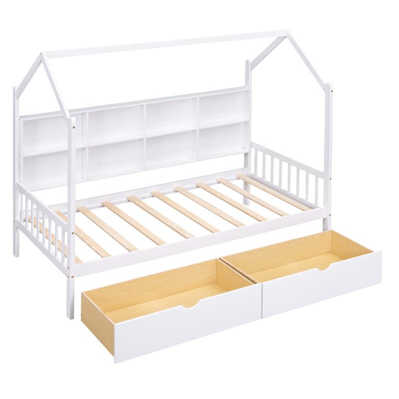 Lit en bois avec 2 tiroirs