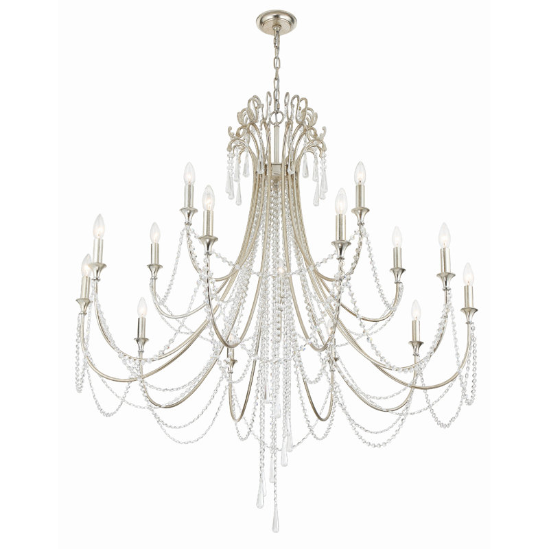 Lustre 15 lumières Storrs, Argent antique