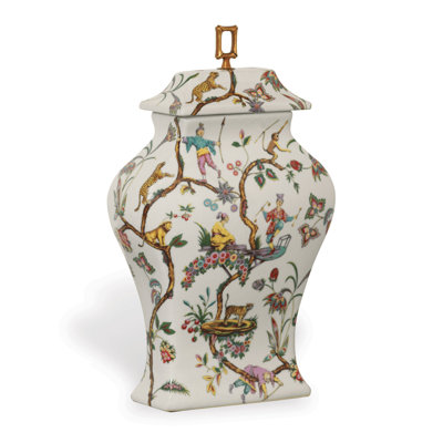 Pot en porcelaine jaune/brun/rose 6 po Scalamandre