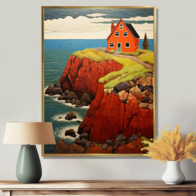 Décoration murale orange «Orange House On The Shore By The Ocean»