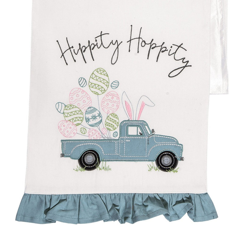 Hippity Hoppity Easter Truck Embroidered Table Runner