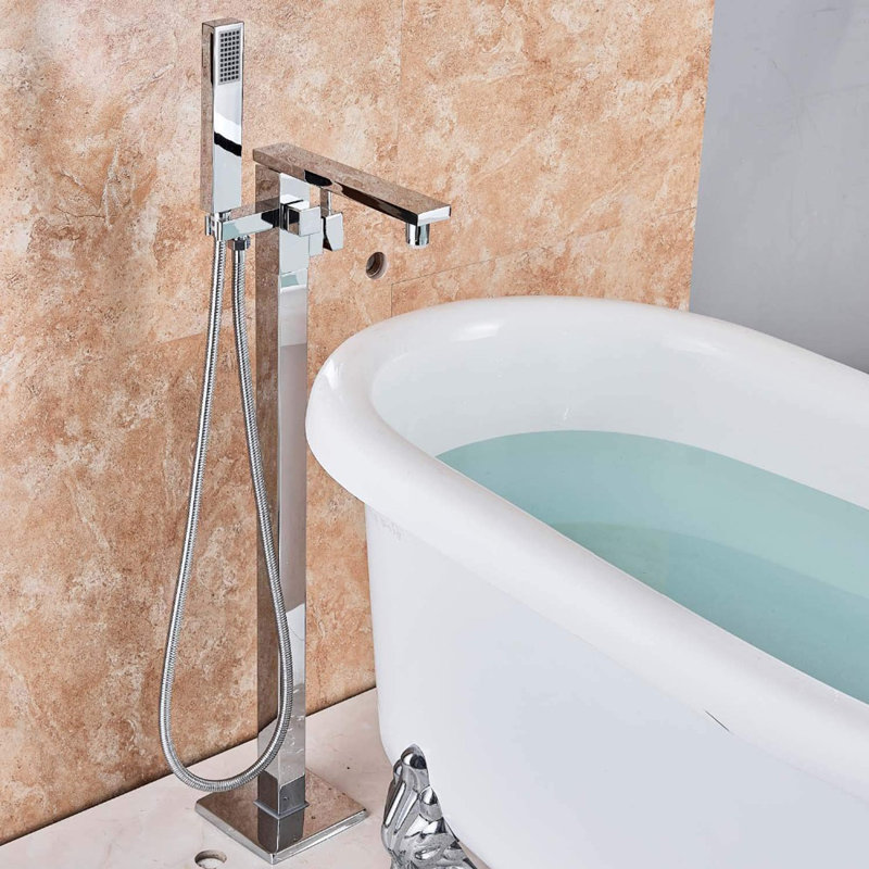 Garniture de robinet de baignoire autoportante à fixation sur plateau avec douche à main