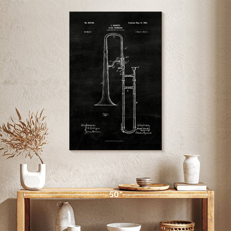 Slide Trombone Brevet BW, H 39 po x l 26 po x P 1,25 po