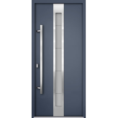 Deux Grey Exterior Metal Prehung Front Entry Doors