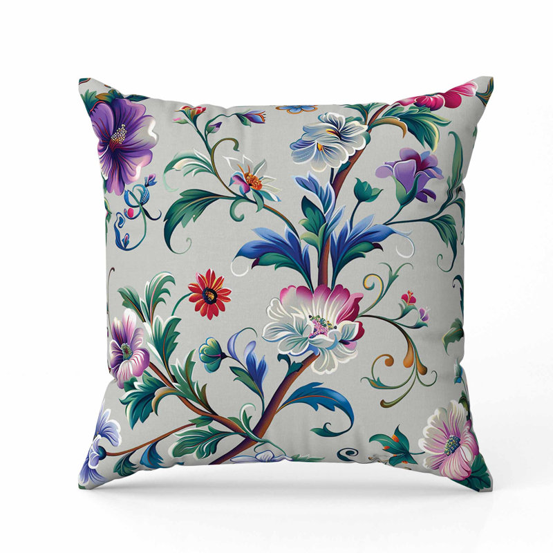 Nature's Palette Faux Suede Pillow, Blue/Green/Pink, Square 18"