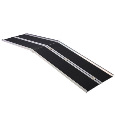 4ft Aluminum Wheelchair Ramp – Foldable Portable Threshold Ramp (2 Separate Pieces), 600lbs Capacity (max 700lbs), Non-skid Surface For Home/steps/stairs/doorways (fits 4-12 Inch Height)