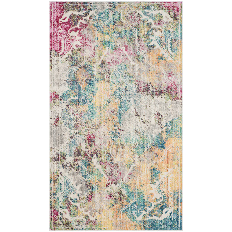 Tapis camouflage rouge / jaune Millersburg, Rectangle 3 pi x 5 pi