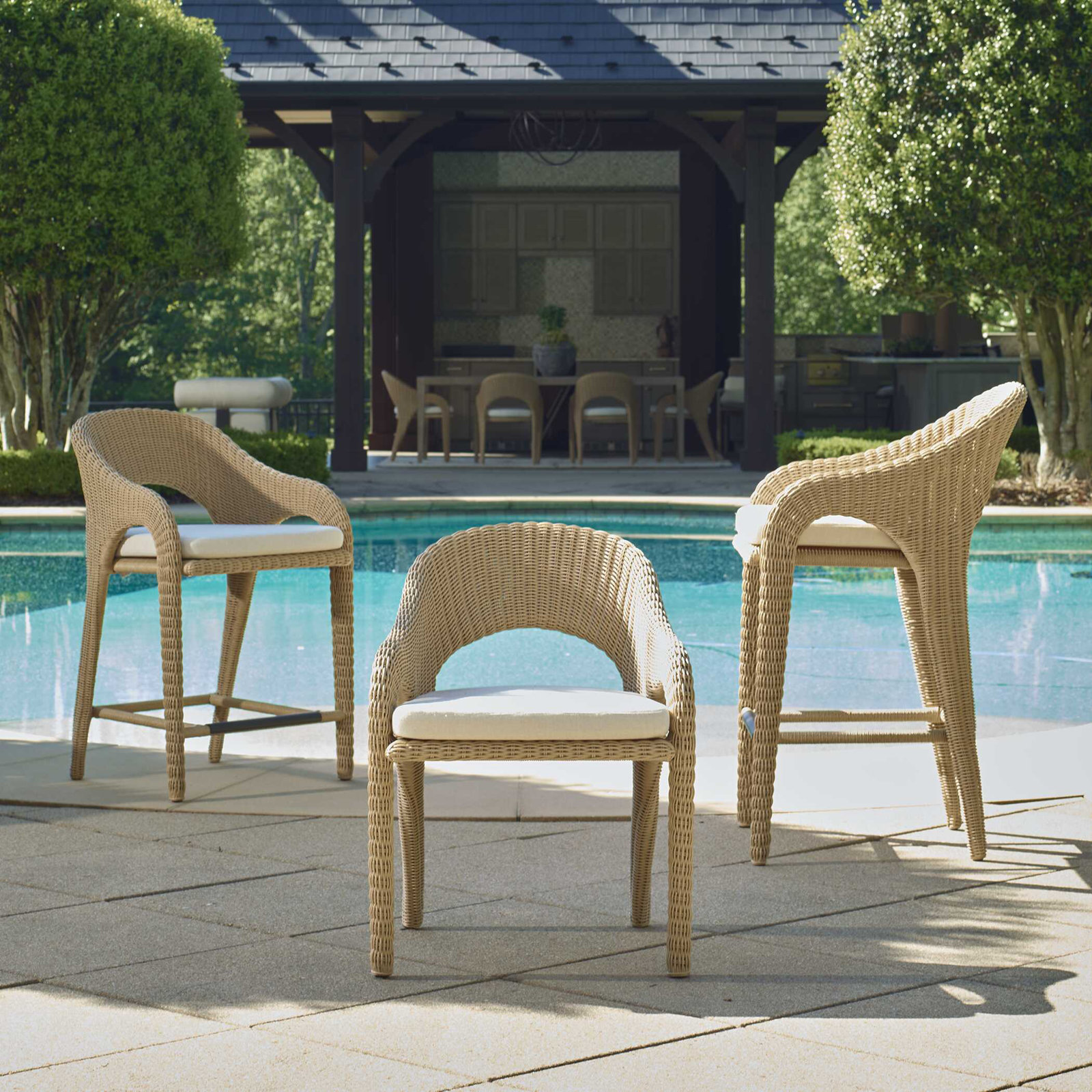 Uttermost Kavali Outdoor Wicker Counter Stool, 23.75"