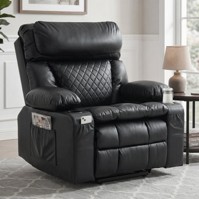 Fauteuil inclinable surdimensionné de 42,5 po à deux moteurs avec massage chauffant, fauteuil électrique avec rangement réglable pour appui-tête et accoudoirs, porte-gobelets et poche latérale