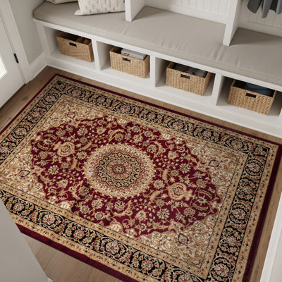 Shiflett Oriental Burgundy/Mustard/Black Area Rug