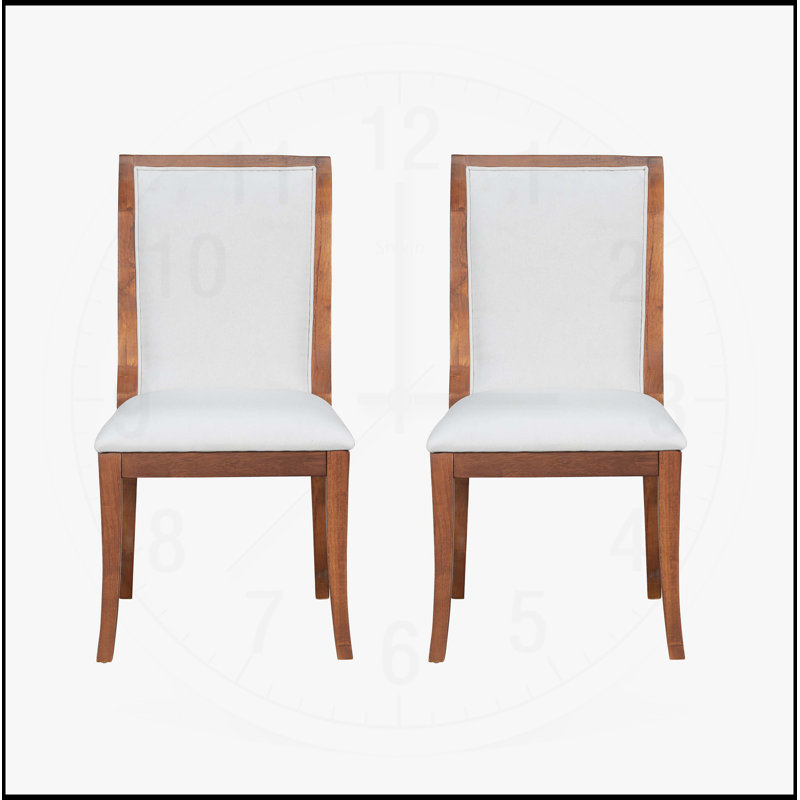 Ensemble de 2 chaises de salle à manger rembourrées à finition noyer - Élégantes chaises d'appoint traditionnelles en tissu avec lignes courbes