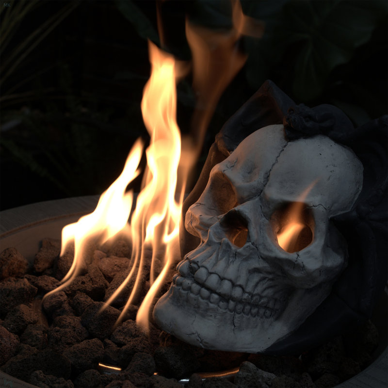 Fire Pit Demon Skull Gas Log For Ventless & Vent Free, Propane, Gel, Ethanol, Electric, Outdoor Fireplace And Fire Pit, Halloween Decor - Patent Pending
