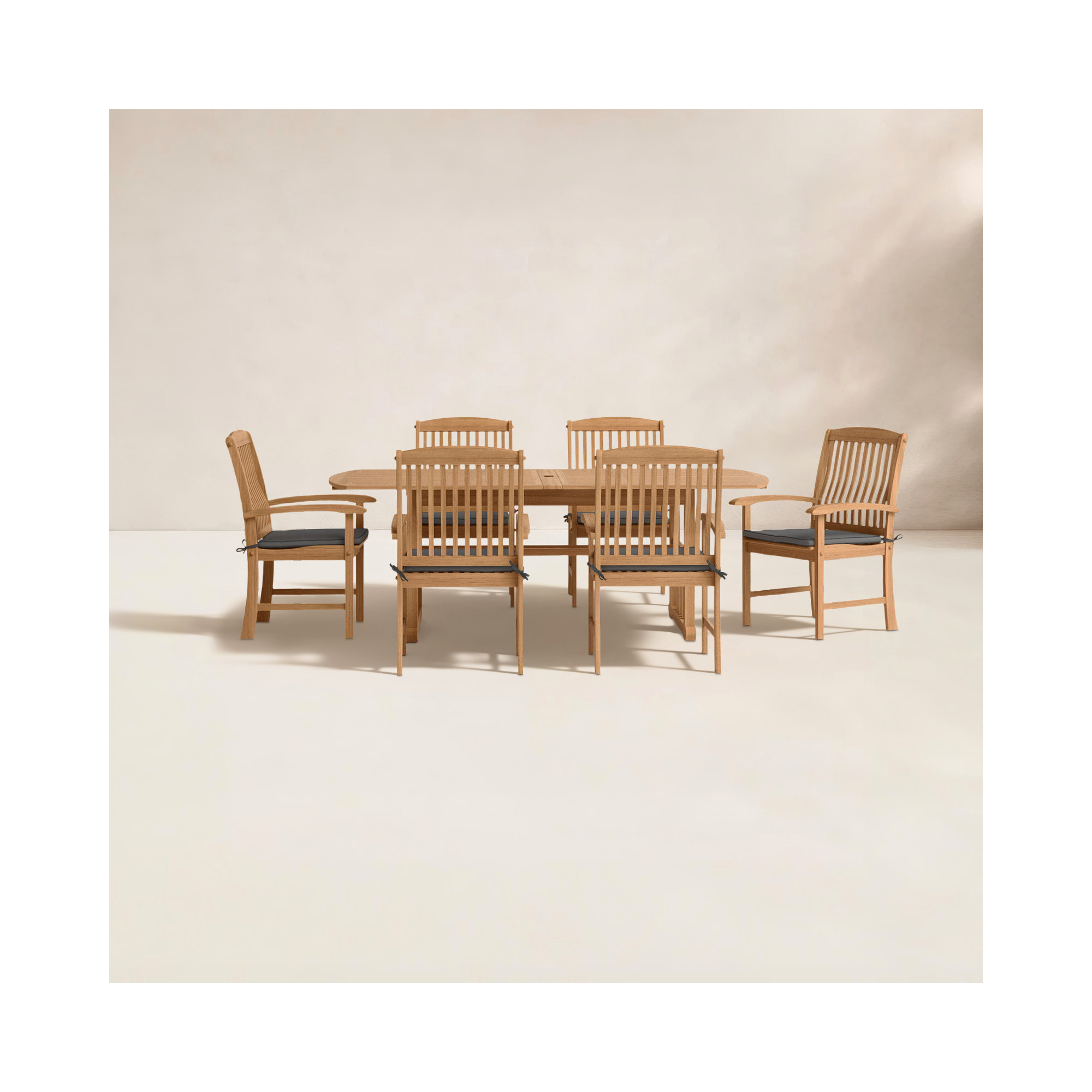 Summerton 6 - Person Teak Patio Dining Set with Cushions, Gray
