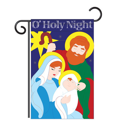 O’holy night winter crèche 18,5 x 13 po en polyester à 2 côtés drapeau de jardin