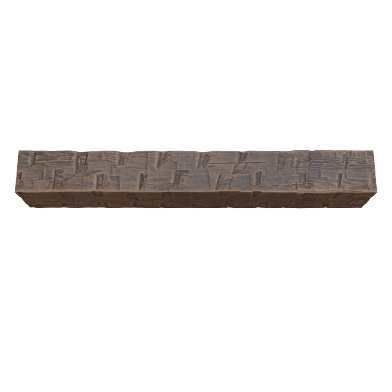 Reclaimed Axed Cut Heritage Timber Faux Wood Fireplace Mantel, Kona Brown, 7.5" H x 66" W x 9.5" D