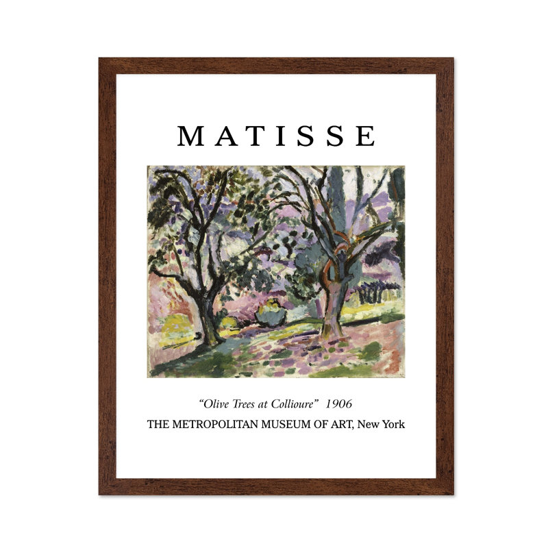 Henri Matisse - Oliviers à Collioure, Affiche, H 16 po x l 20 po, Encadrement brun