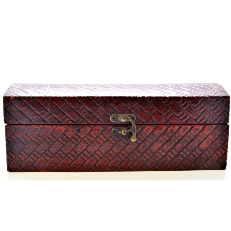 Boîte à bijoux en bois et cuir