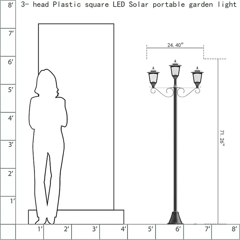 Upgraded 72" Triple-head Solar Lamp Post, Vintage Outdoor Led Street, Garden, Lawn Light For Patio & Pathway