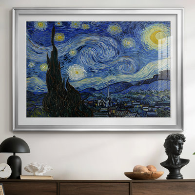 La nuit étoilée-Vincent van Gogh - reproduction d'art avec passe-partout et verre - 1889