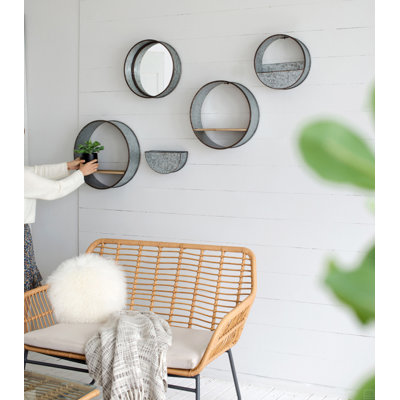 Pot de fleurs mural rond en métal, 5 pièces