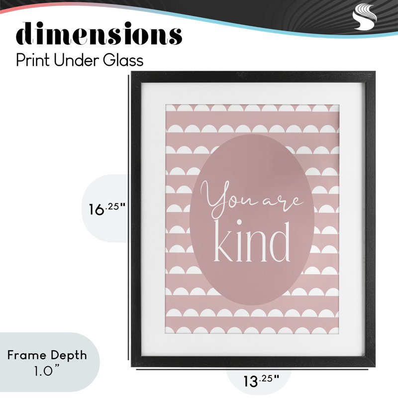 «You Are Kind Blush», reproduction encadrée sous verre rose, design par Christine Simpson Art, H 16 po x l 13 po