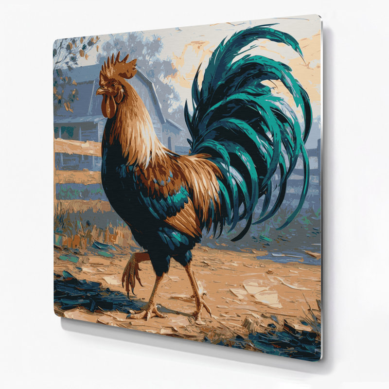 Farm Roosters, art mural gris en métal, H 8 po x l 8 po