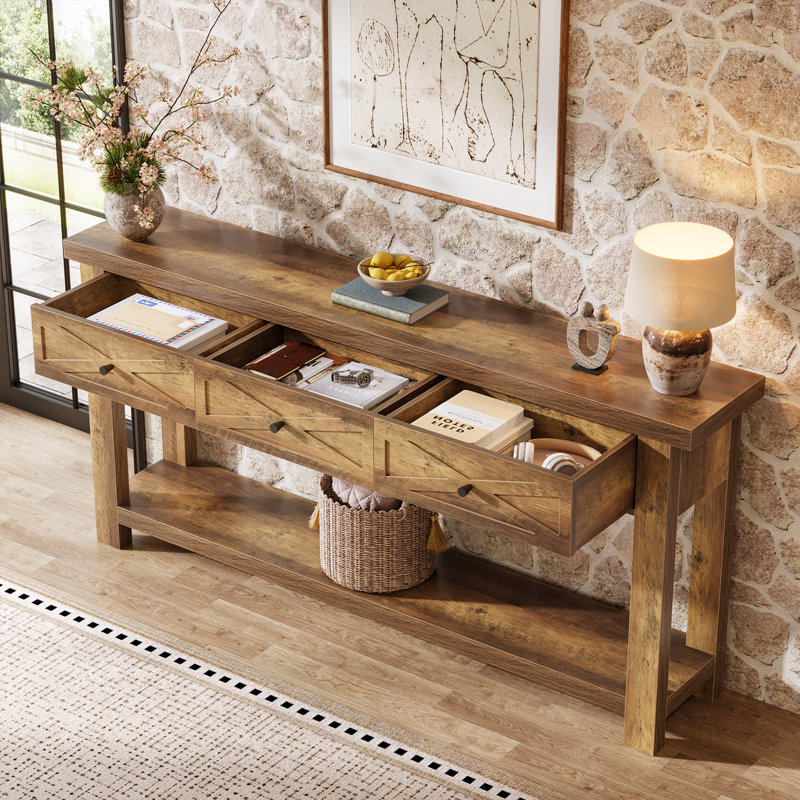 70.9” Console Table with 3 Drawers, Farmhouse Entryway Table