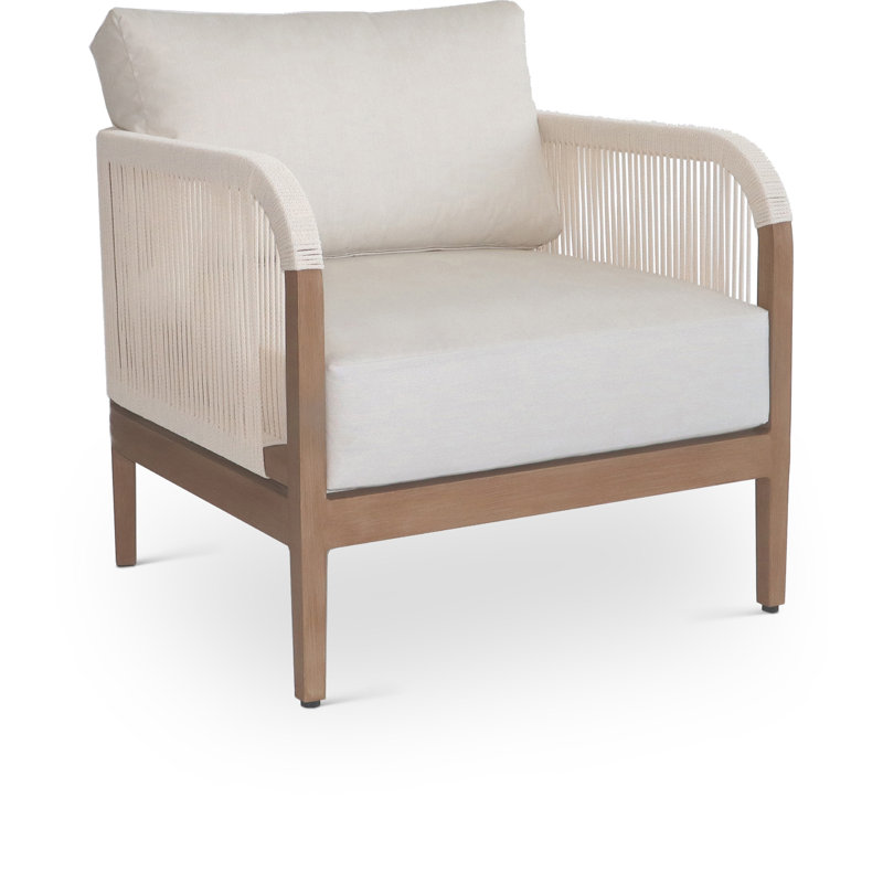 Chaise de patio en métal avec coussins Maui Jessalin, Crème