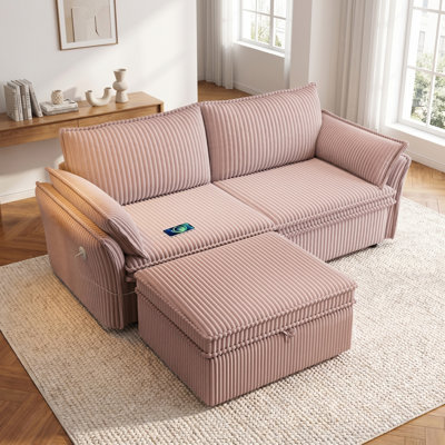 85" Textured Fabric Convertible Sofa Bed, Modern 2-in-1 Sleeper Couch