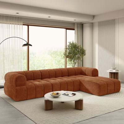 122" Modern L-Shaped Sectional Sofa With High-Density Fully Compressed Sponge And Chaise Lounge, 2-Piece Set, Fully Assembled Right Hand Facing, Perfect For Living Room, Lounge