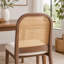 Chaise de salle à manger Mid-Century arquée avec dossier en canne et assise en chenille, beige (ensemble de 2)-714747173