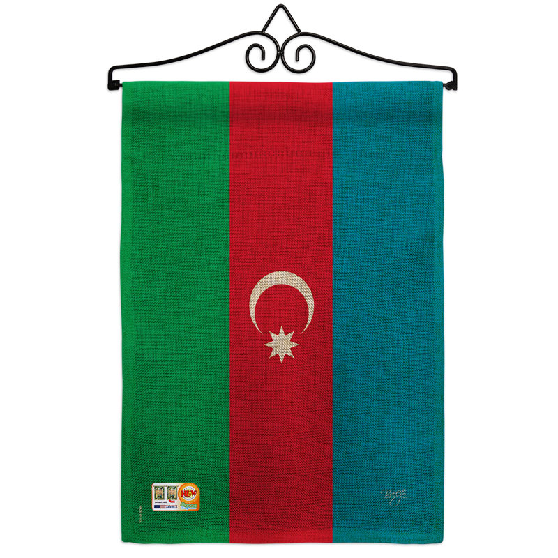 En toile jute 2 côtés 19 po x l 13 po azerbaïdjan en toile jute drapeau de jardin