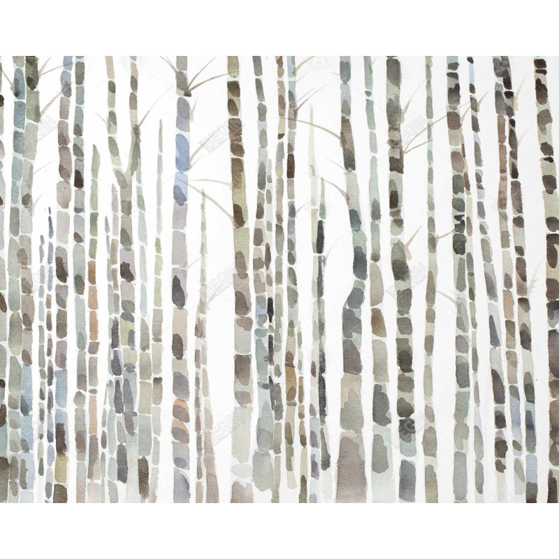 «Birch Trees Forest», art encadré blanc scandinave, H 49,25 po x l 61,25 po