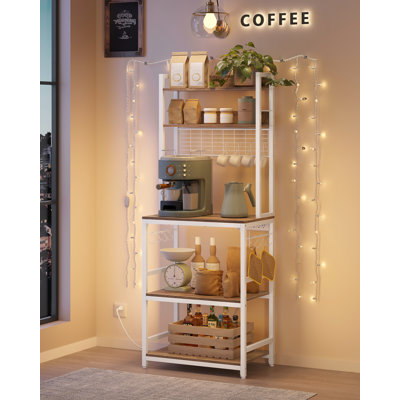 66.9''H 5-Tier Baker’s Rack with Power Outlet & Adjustable Shelf
