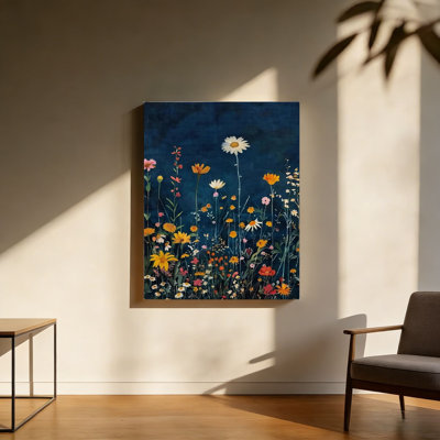 Wildflower Field Art, 20 X 30 Inch, Built-In Back Wood Frame Wall Art