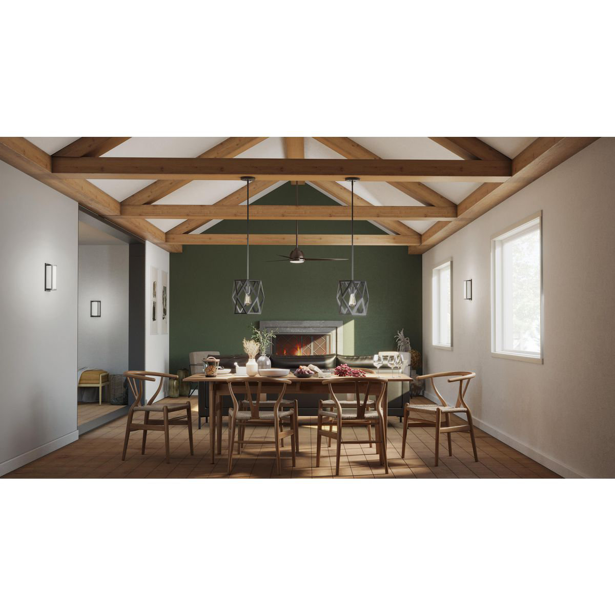2 Light Glass Dimmable Flush Mounted Sconce, Matte Black