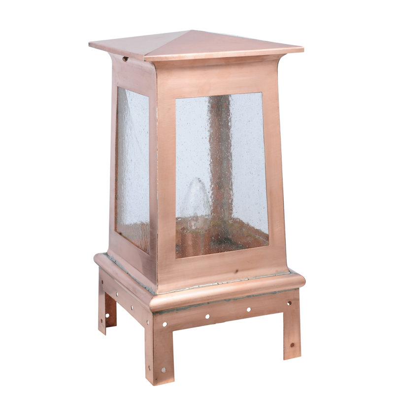Rustic Lodge Copper Metal Fence Post Cap Light