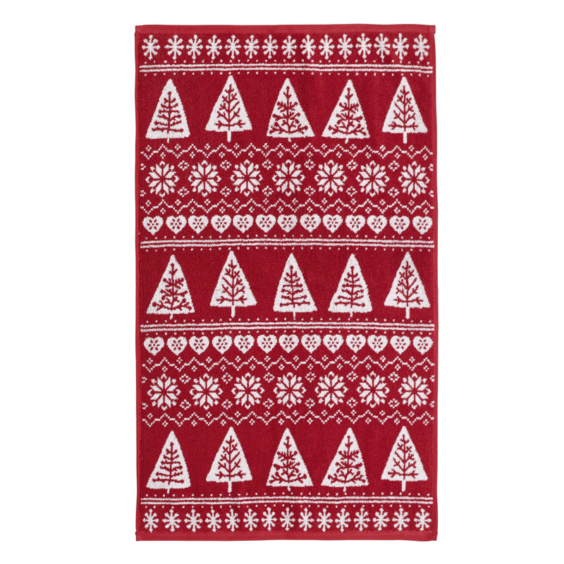 Nordic Trees Bath Towel, Red