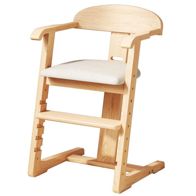 Adjustable Solid Wood Kids High Chair with Locking Wheels, Height Adjustable Seat & Footrest