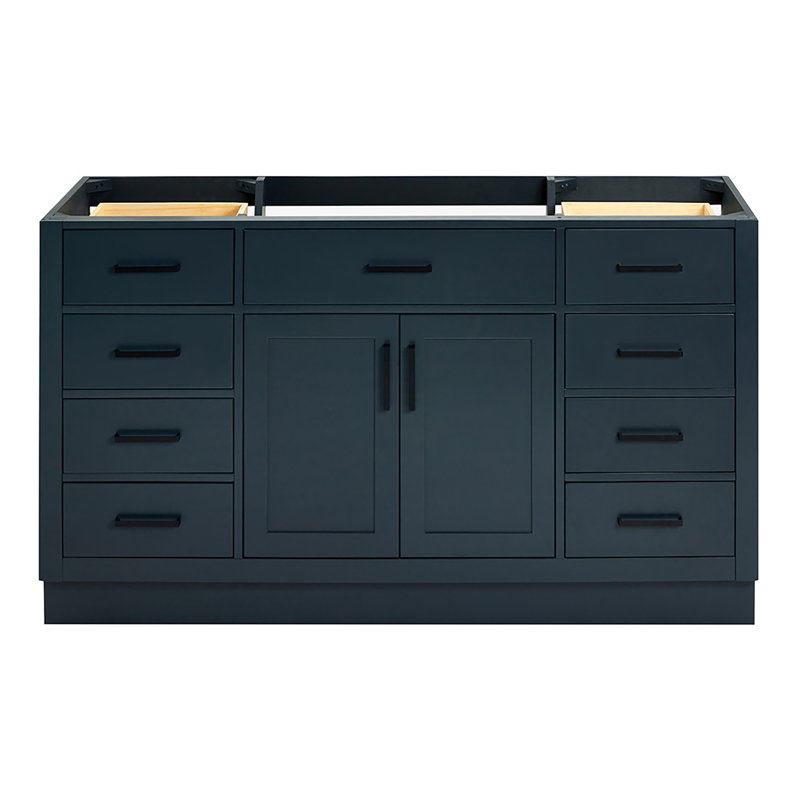 60" Single Sink Bathroom Vanity, Midnight Blue, Matte Black